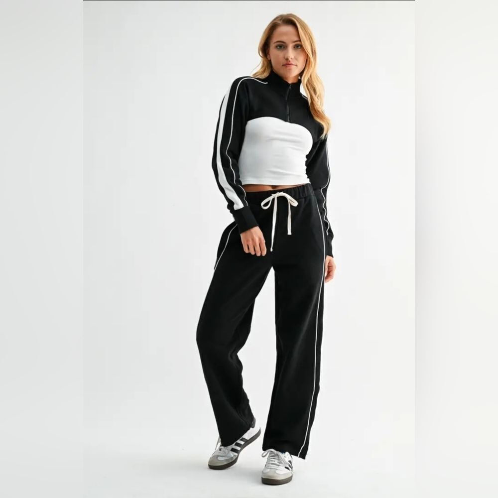 Mono B Black and White Track Pants & Joggers